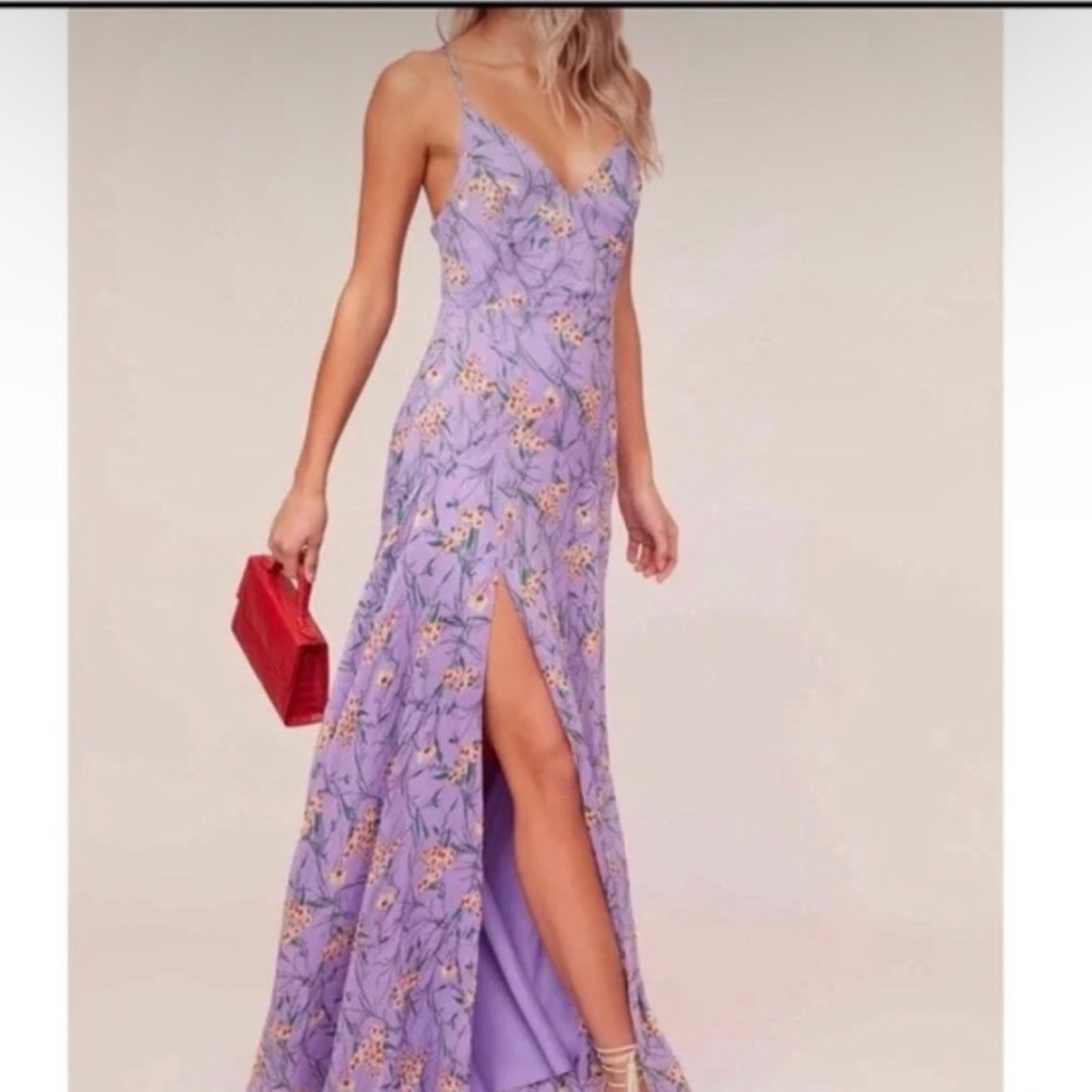 ASTR THE LABEL Lavender Floral (**shorter) Slip Dress with Spaghetti Straps